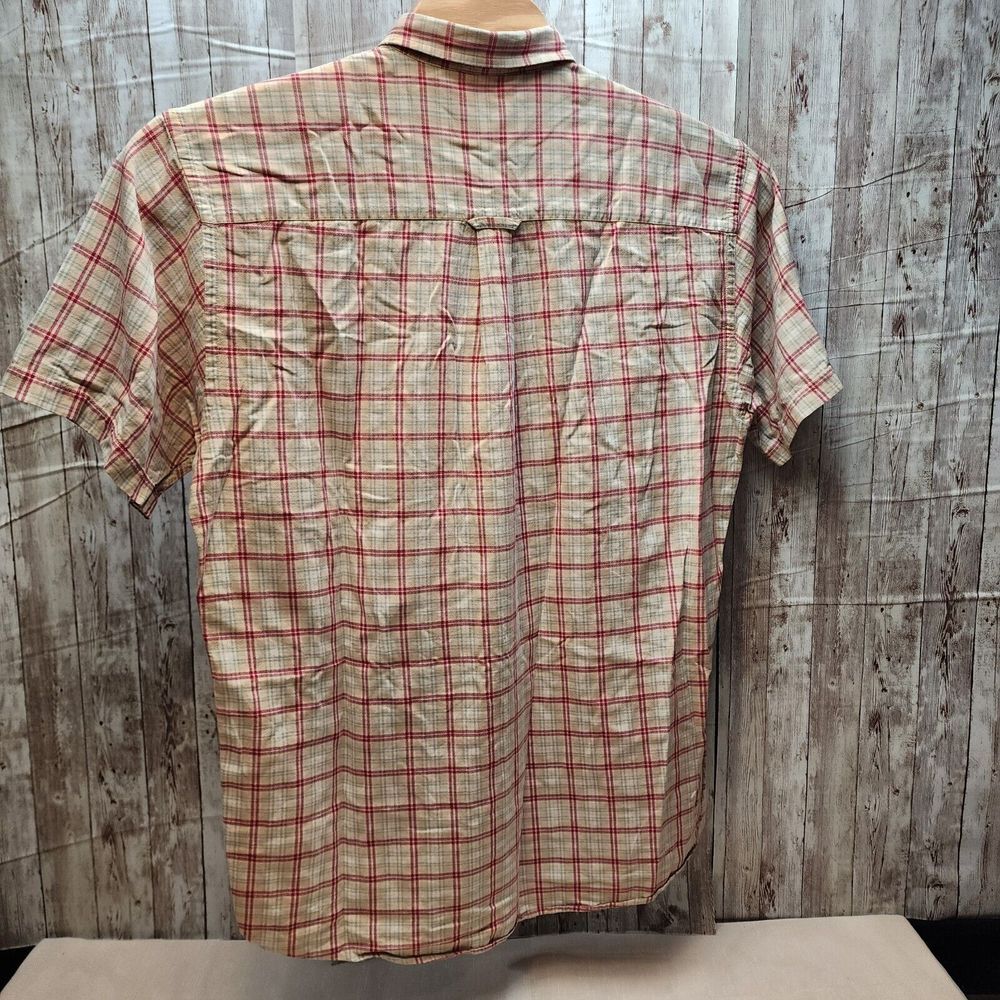 Vintage Pendleton Shirt Mens L Button Short Sleeve Tan Red Plaid‎ Light Cotton - Picture 4 of 8